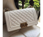 2016 LE Boy Chanel Flap Shoulder Bag Original Caviar Leather A67086 white