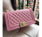 2016 LE Boy Chanel Flap Shoulder Bag Original Caviar Leather A67086 Pink Gold