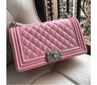 2016 LE Boy Chanel Flap Shoulder Bag Original Caviar Leather A67086 Pink Silver