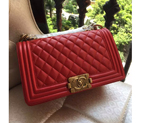 2016 LE Boy Chanel Flap Shoulder Bag Original Caviar Leather A67086 Red