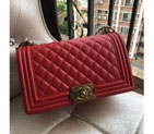 2016 LE Boy Chanel Flap Shoulder Bag Original Caviar Leather A67086 Red Gold