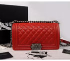 2016 LE Boy Chanel Flap Shoulder Bag Original Caviar Leather A67086 Red Silver