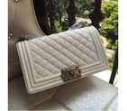 2016 LE Boy Chanel Flap Shoulder Bag Original Caviar Leather A67086 White Silver