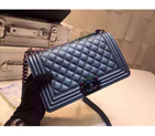 2016 LE Boy Chanel Flap Shoulder Bag Original Deer Leather A67086 Blue