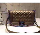 2016 LE Boy Chanel Flap Shoulder Bag Original Deer Leather A67086 Bronze