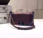 2016 LE Boy Chanel Flap Shoulder Bag Original Deer Leather A67086 Purple