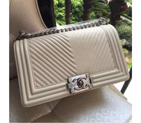 2016 LE Boy Chanel Flap Shoulder Bag Original Fetal cowhide Leather A67086 Off-White