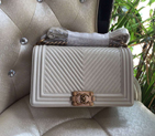 2016 LE Boy Chanel Flap Shoulder Bag Original Fetal cowhide Leather A67086 Off-White with Bronze