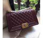 2016 LE Boy Chanel Flap Shoulder Bag Original Sheekskin Leather A67086 Claret with Gold