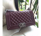 2016 LE Boy Chanel Flap Shoulder Bag Original Sheekskin Leather A67086 Claret with Silver