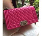 2016 LE Boy Chanel Flap Shoulder Bag Original Sheekskin Leather A67086 Rose with Silver