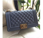 2016 LE Boy Chanel Flap Shoulder Bag Original Sheekskin Leather A67086 Royalblue with Gold
