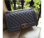 2016 LE Boy Chanel Flap Shoulder Bag Original Sheekskin Leather A67086 Royalblue with Silver