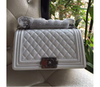 2016 LE Boy Chanel Flap Shoulder Bag Original Sheekskin Leather A67086 White with Silver