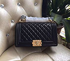 2016 LE Boy Chanel Flap Shoulder Bag Original Sheepskin Leather A67086 Black with Gold hardware