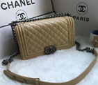 2016 LE Boy Chanel Flap Shoulder Bag Sheekskin Leather A67086 Apricot with Silver