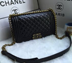 2016 LE Boy Chanel Flap Shoulder Bag Sheekskin Leather A67086 Black with Bronze