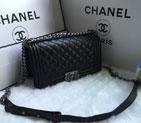 2016 LE Boy Chanel Flap Shoulder Bag Sheekskin Leather A67086 Black with Silver