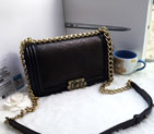2016 LE Boy Chanel Flap Shoulder Bag Snake Leather A67086 Black with Bronze