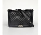 2016 Le Boy Chanel Flap Shoulder Bag Sheepskin Leather A67087 Black in Silver A67087