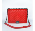2016 Le Boy Chanel Flap Shoulder Bag Sheepskin Leather A67087 Red in Silver A67087