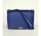 2016 Le Boy Chanel Flap Shoulder Bag Sheepskin Leather A67087 Royalblue in Silver A67087