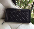 2016 Le Boy Chanel Zippy Wallet Original Caviar Leather A80286 Black Silver A80286