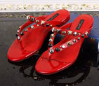 2016 Louis vitton women slippers in Paint leather with rivet SW0342