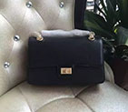 2016 New Chanel Original Calfskin Leather and Canvas Classic Flap Bag A79508 Black with Gold A79508