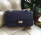 2016 New Chanel Original Calfskin Leather and Canvas Classic Flap Bag A79508 Royalblue with Gold A79508