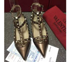 2016 Valentino women Flat shoes in sheepskin leather with Rivet VN0145