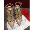 2016 Valentino women shoes in patent leather with Rivet Heel Height 9.5cm VN0095