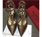 2016 Valentino women shoes in sheepskin leather with Rivet Heel Height 6.5cm VN0149