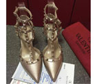 2016 Valentino women shoes in sheepskin leather with Rivet Heel Height 6.5cm VN0148