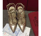 2016 Valentino women shoes in sheepskin leather with Rivet Heel Height 9.5cm VN0146
