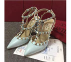 2016 Valentino women shoes in sheepskin leather with Rivet Heel Height 9.5cm VN0155