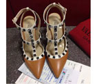 2016 Valentino women shoes in sheepskin leather with Rivet Heel Height 9.5cm VN0159