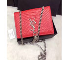 2016 YSL shoulder bag 311178 Red with Silver