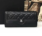 2017 Boy Chanel Embroidery Bi-Fold Wallet Original Sheepskin Leather A84235 Black