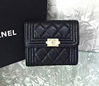 2017 Boy Chanel Matelasse Tri-Fold Wallet Original Caviar Leather A92115 Black