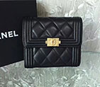 2017 Boy Chanel Matelasse Tri-Fold Wallet Original Lambskin Leather A92115 Black