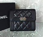 2017 Boy Chanel Matelasse Tri-Fold Wallet Original Lambskin Leather A92115 Black