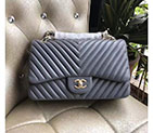 2017 Chanel Classic Flap Bag 1113 Grey Original Sheekskin leather Gold Hardware 1113