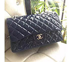 2017 Chanel Classic Flap Bag Original Blue Patent Leather 1113 Silver hardware 1113