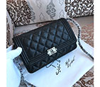 2017 Chanel LE Boy A33815 Black Caviar Leather Flap Shoulder Bags Silver