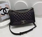 2017 Chanel LE Boy Flap Shoulder Bag Original Deer Leather A67086 Black