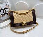 2017 Chanel LE Boy Flap Shoulder Bag Original Sheepskin Leather A67086 Apricot&Coffee