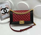 2017 Chanel LE Boy Flap Shoulder Bag Original Sheepskin Leather A67086 Burgundy&Black