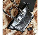 2017 Chanel Large Tote Shopper Bag Iridescent Leather A68450 Black A68450
