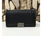 2017 Chanel Le Boy Flap Shoulder Bag Black Original Caviar Leather A67086